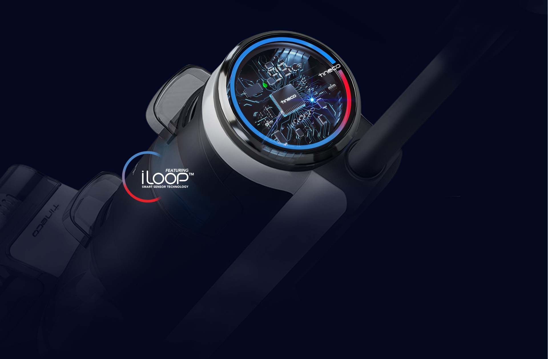 three-in-one iloop™ smart sensor
	  detects, vacuums & washes
