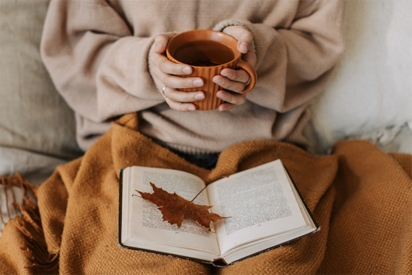 read a book under trees in autumn